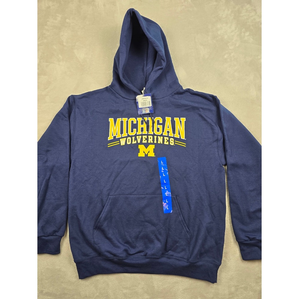 Champion Michigan Wolverines Hoodie Mens Large Navy Blue NCAA Graphic Sweatshirt